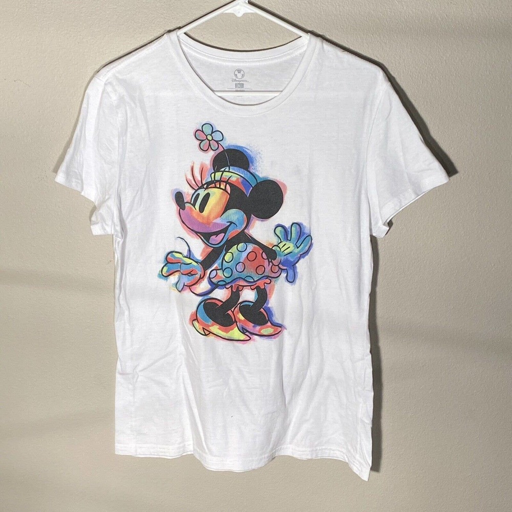Vintage Minnie Watercolor T-shirt Disney Store Size Large Classic Ladies Fit